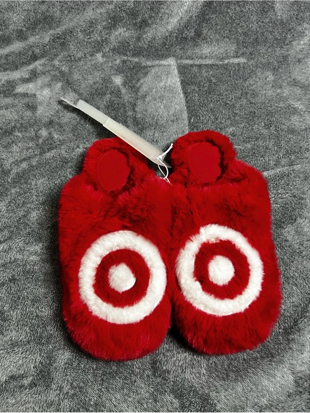 TARGET  Wondershop Red Plush Bullseye Holiday Slippers W 7/8 M 5/6Unisex